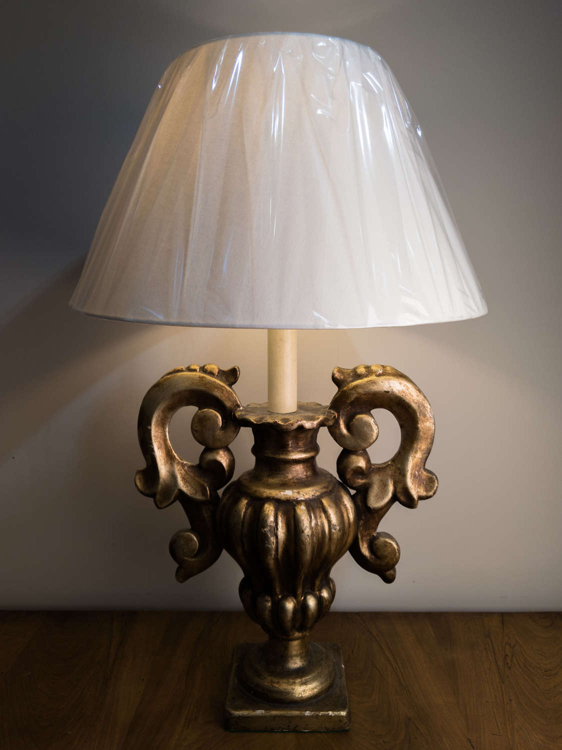 Circa 1920 A French Gilt Wood Table Lamp