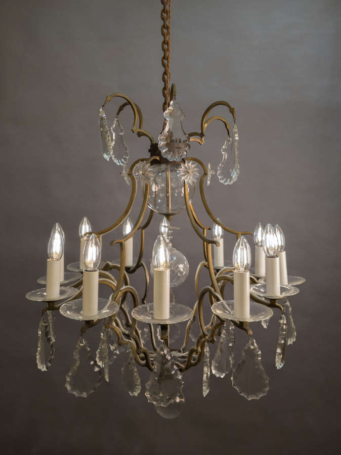 A Mid Century French Brass Chandelier