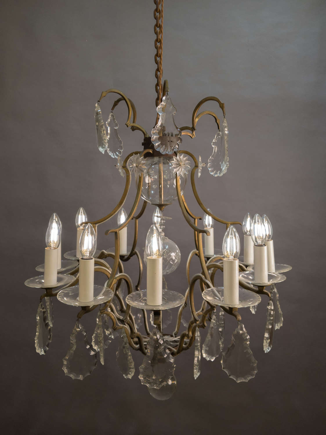 A Mid Century French Brass Chandelier