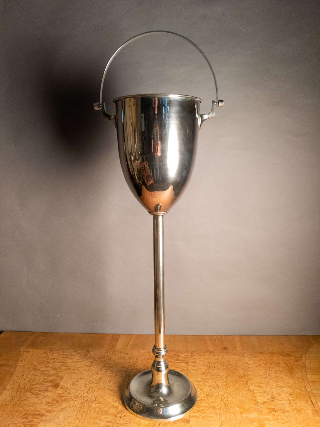 An Art Deco Silver Plated Wine Bucket on stand