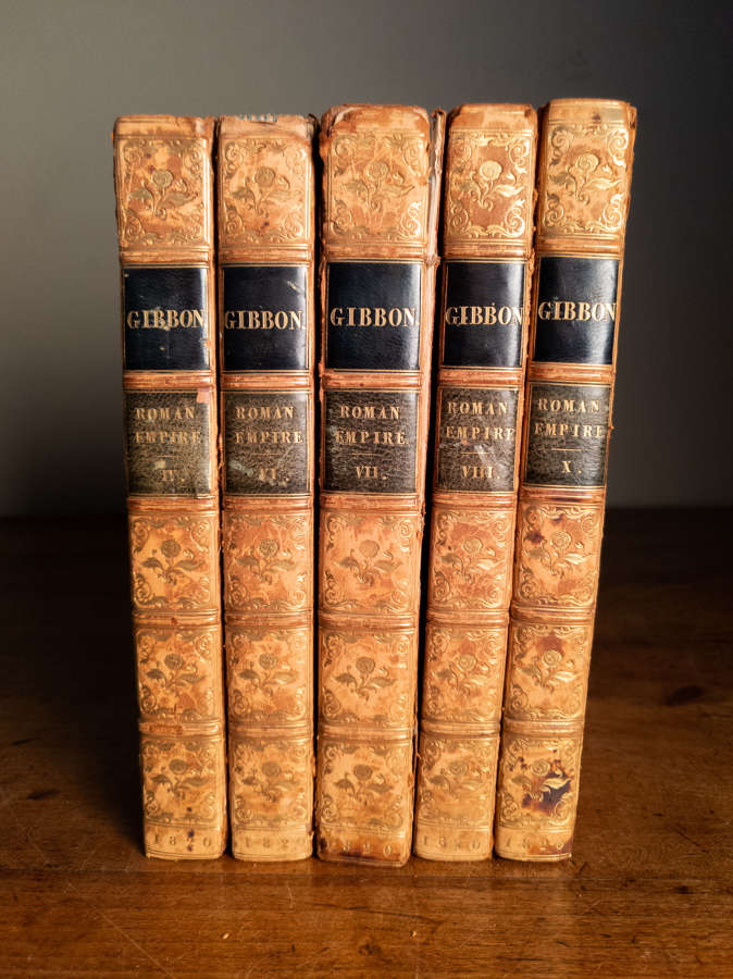 Dated 1820 A Set of 5 Gibbon Leather Books