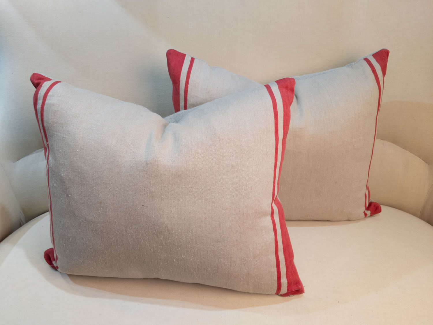 C1920 French Linen Custom made Cushions