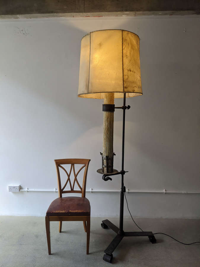 C1930 A Large French Iron Candle Floor Lamp