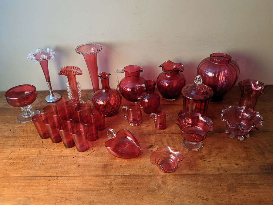 C1890 -1900 A Wonderful Collection of Cranberry Glass