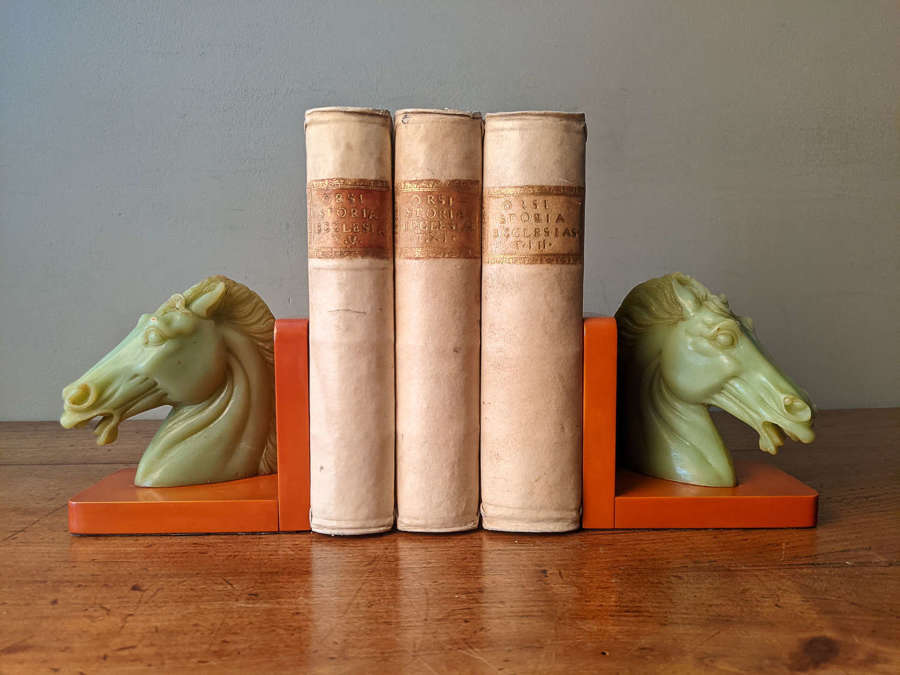 C1930 A RARE Pair of Red & Green Bakelite Bookends
