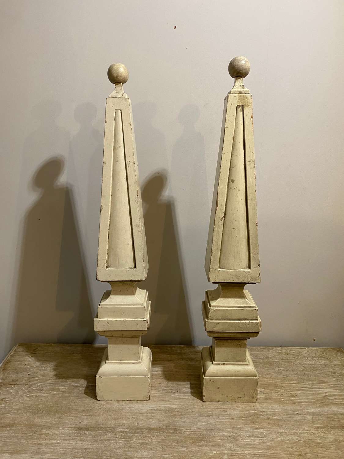 C1850 A Pair of Painted Wooden Obelisk