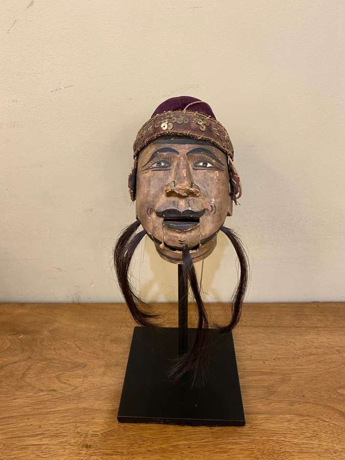 C1890 A Carved Wood Polynesian Puppet Head