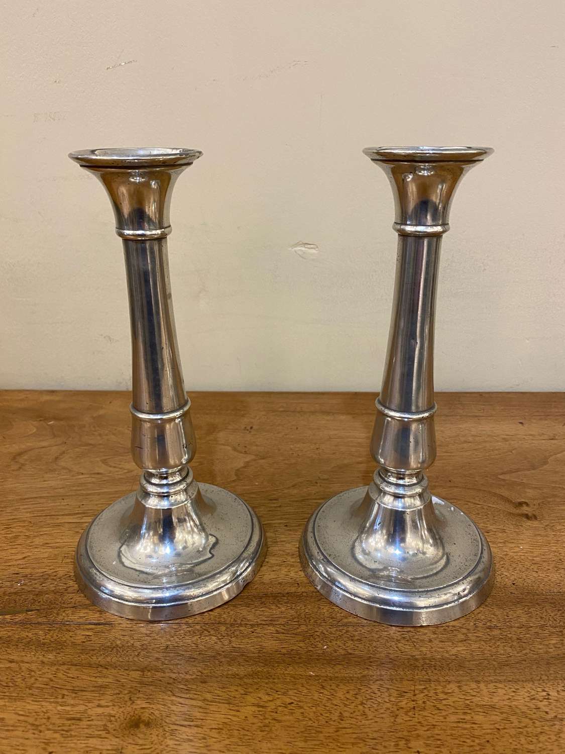 C1890 A Pair of Pewter Candlesticks