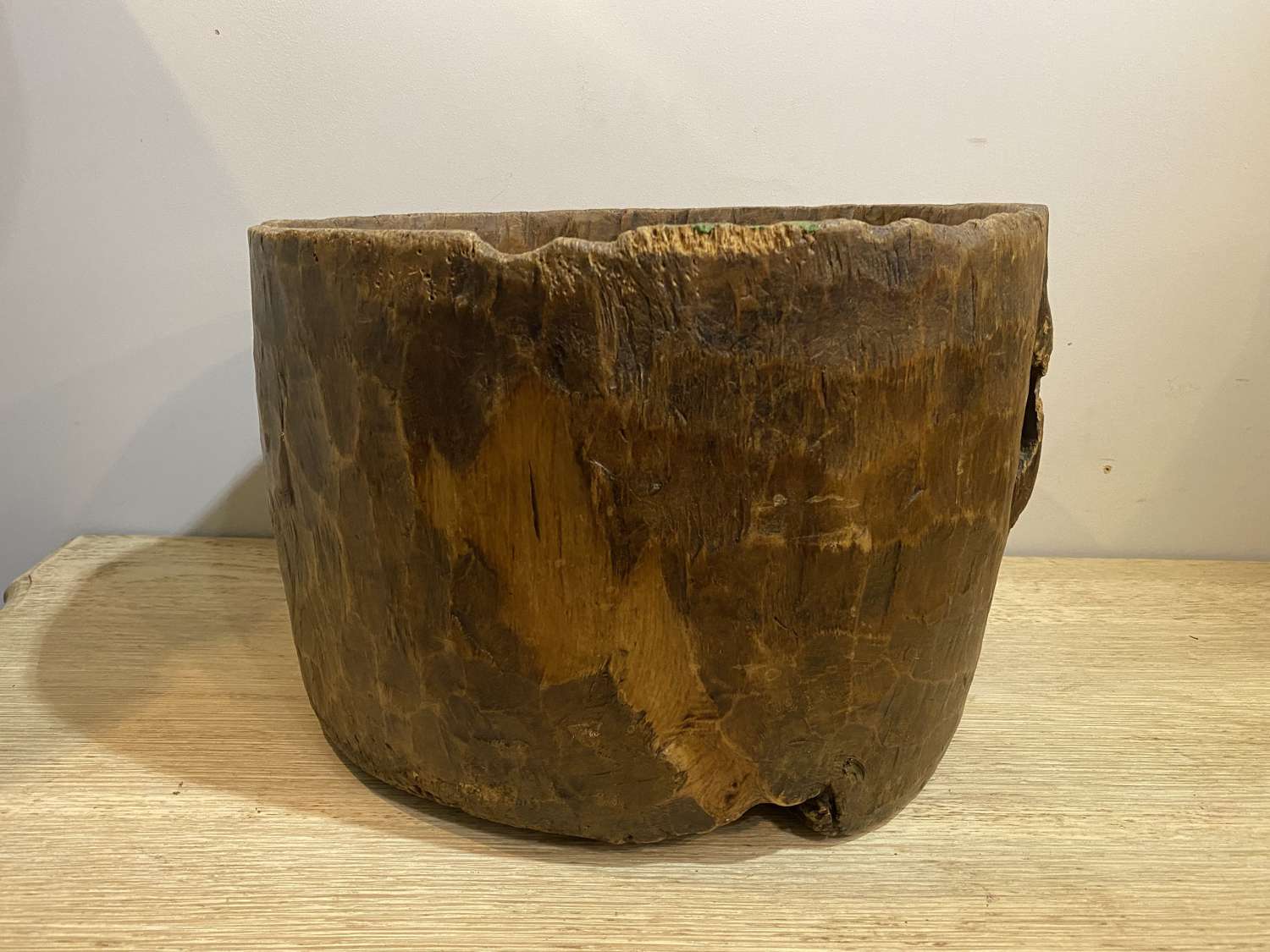 C1890 A Wooden Barrel Carved from a tree trunk