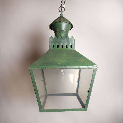 C1900 A French Tole Castle Top Lantern