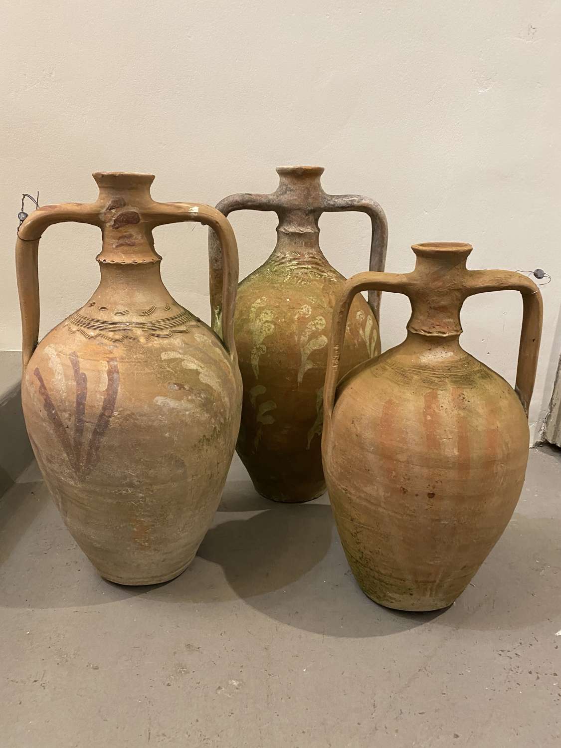 C1890 Painted Terracotta Amphora Pots
