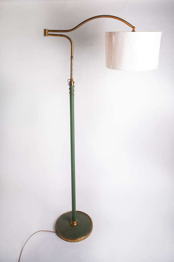 An Italian Swing Arm Telescopic Green Floor Lamp