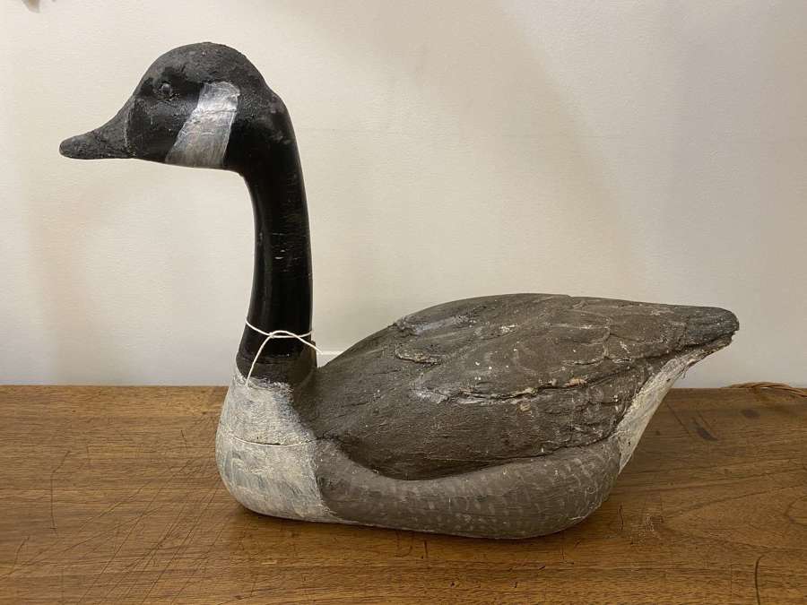 19th Century A Rare Wooden Decoy Canada Goose