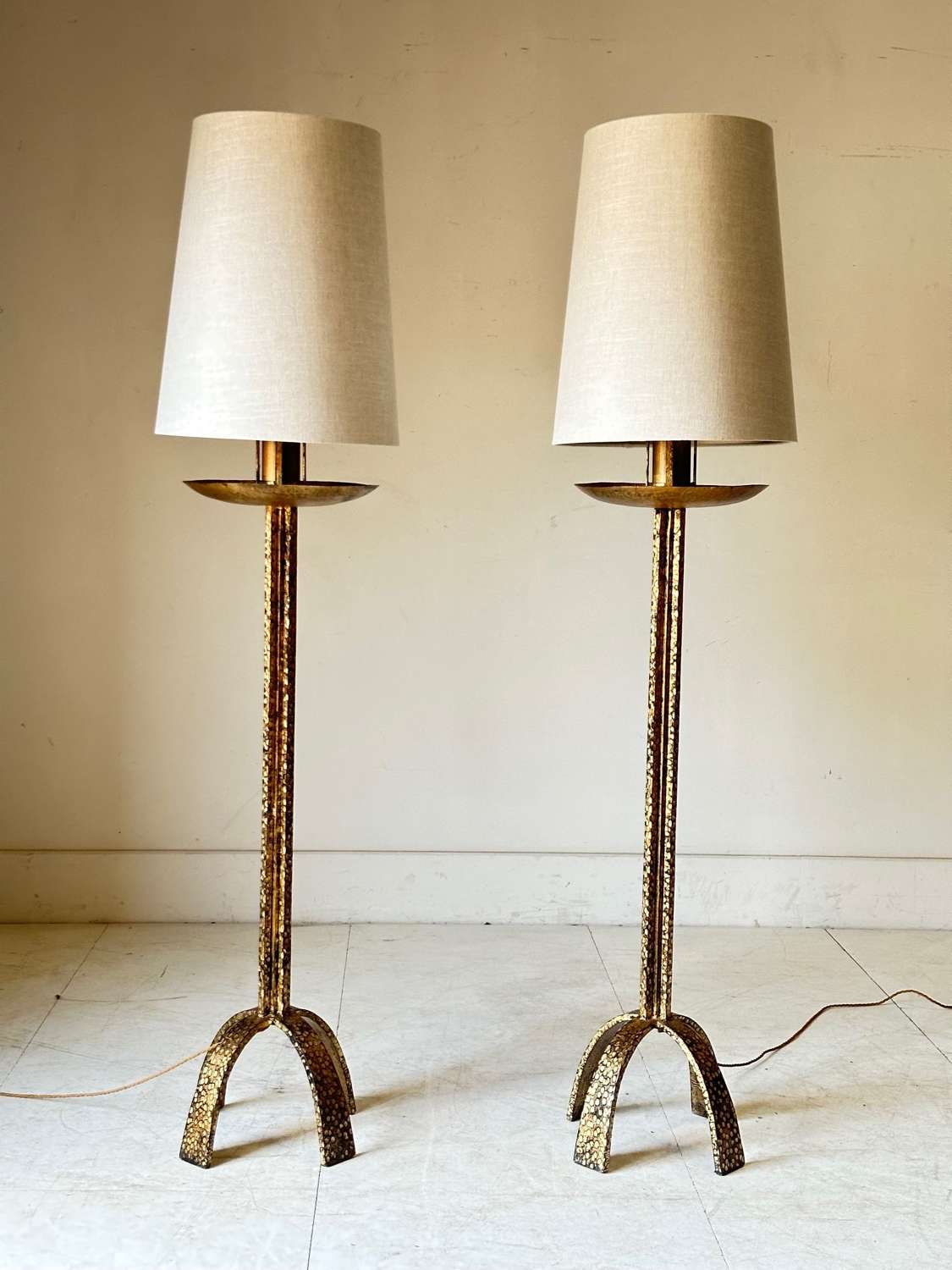 C1960 A Pair Of Spanish Gilt Iron Floor Lamps