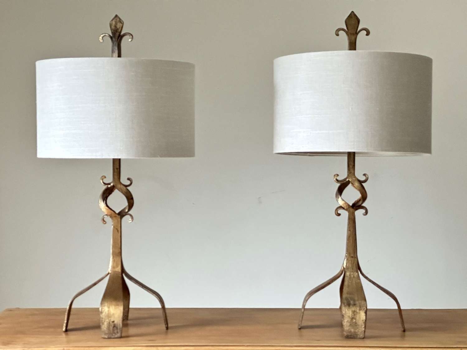 C1960 A Pair Of Spanish Gilt Iron Table Lamps