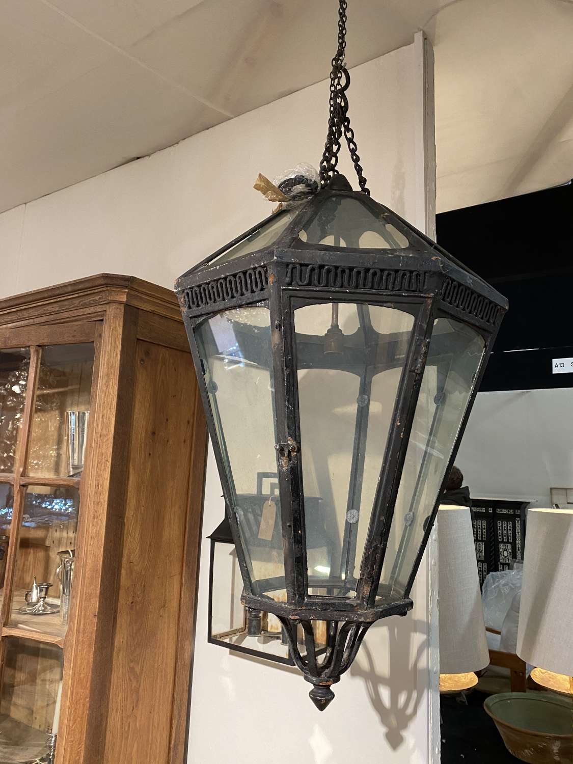 C1900 A Pair of Large French Painted Iron Lanterns