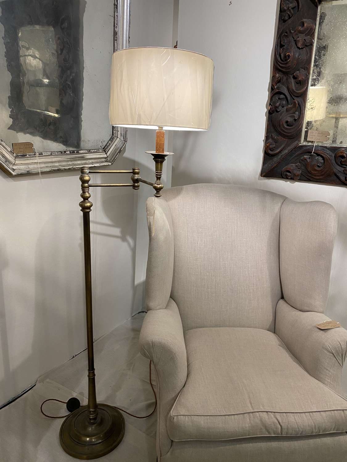 C1960 A French Adjustable Brass Floor Lamp