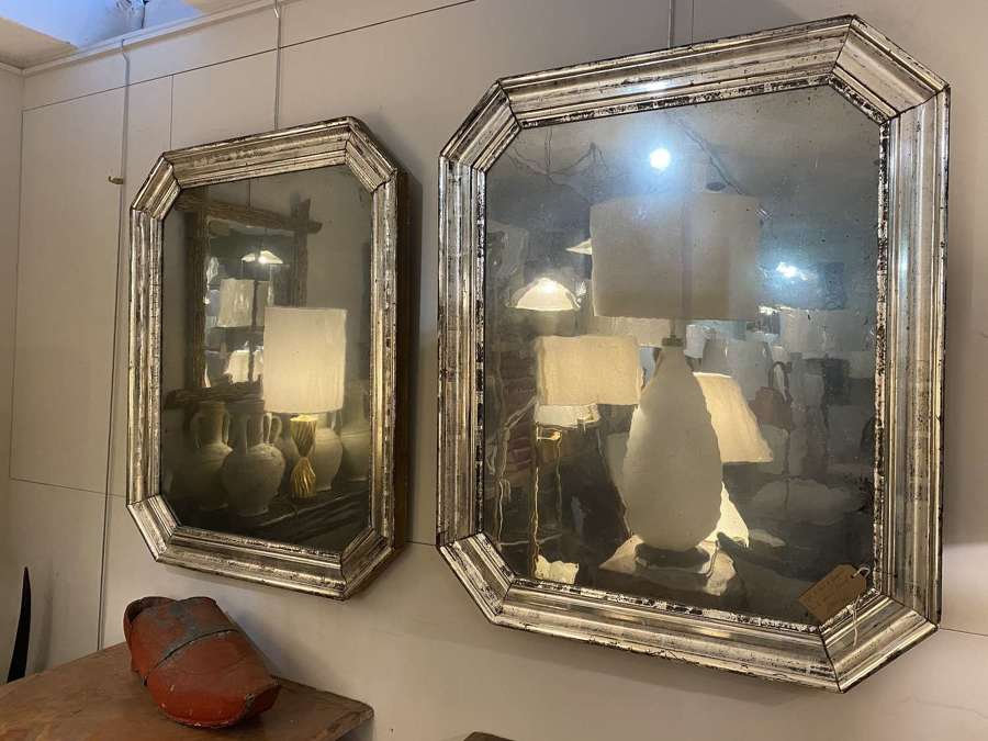 C1870 A Rare Pair of Silvered Hexagonal French Mirrors