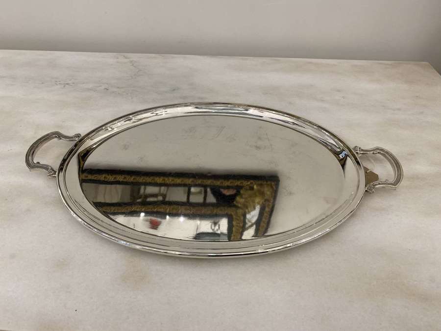 C1950 A Large Oval Silver Plated Flemish Tray