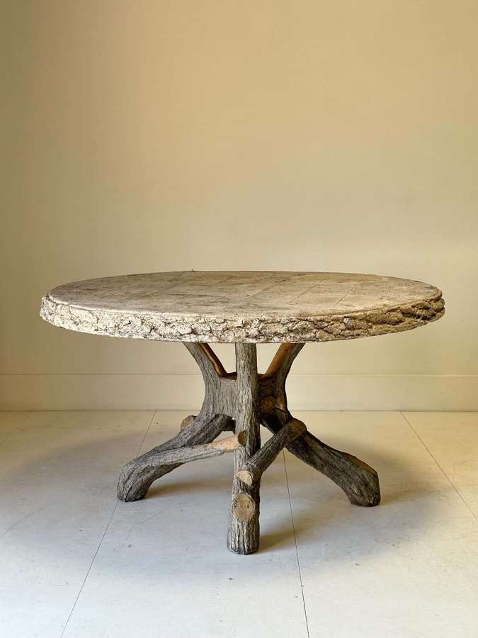 C1950s A Rare Large French Faux Bois Garden Table!