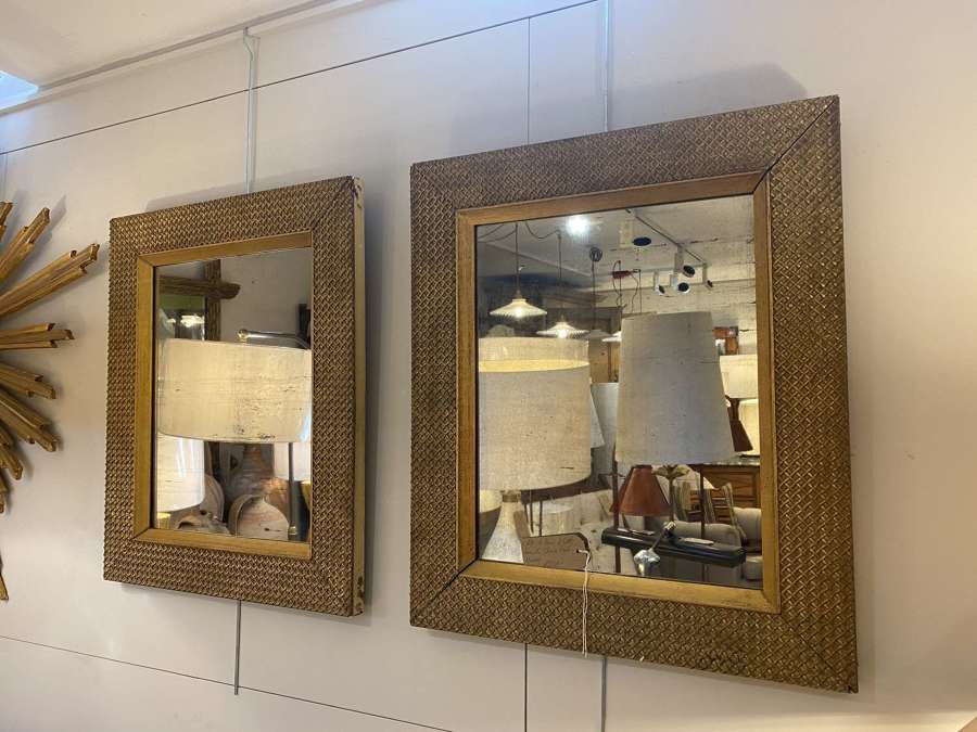 C1870 A Pair of Carved Wood Gilt "Woven" Mirrors