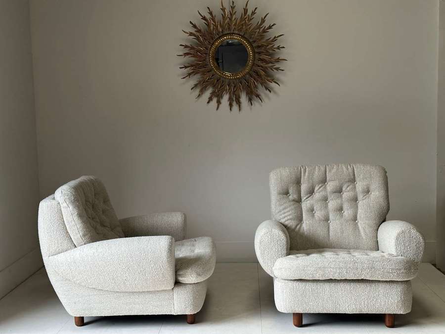C1950 A Pair Of Stylish French Club Armchairs