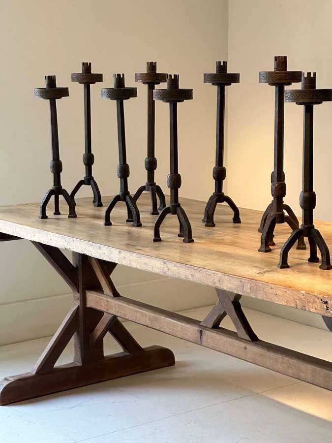 A Collection of 19th Century Hand Forged Candlesticks
