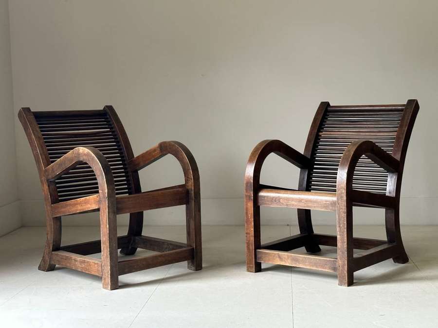 C1930/40 A Pair of Stylish French Wooden Armchairs
