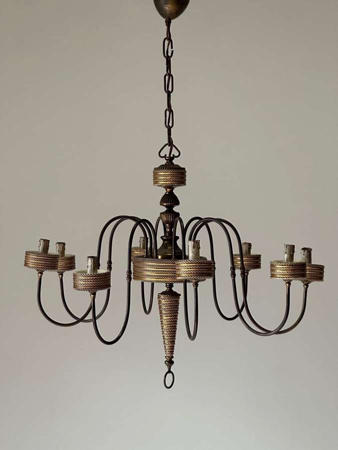 C1960 A Stylish French Rope Brass Chandelier