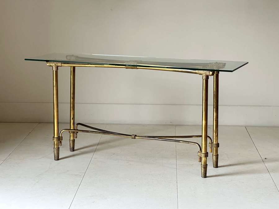 C1960 A Stylish Spanish Brass Faux Rope Console Table