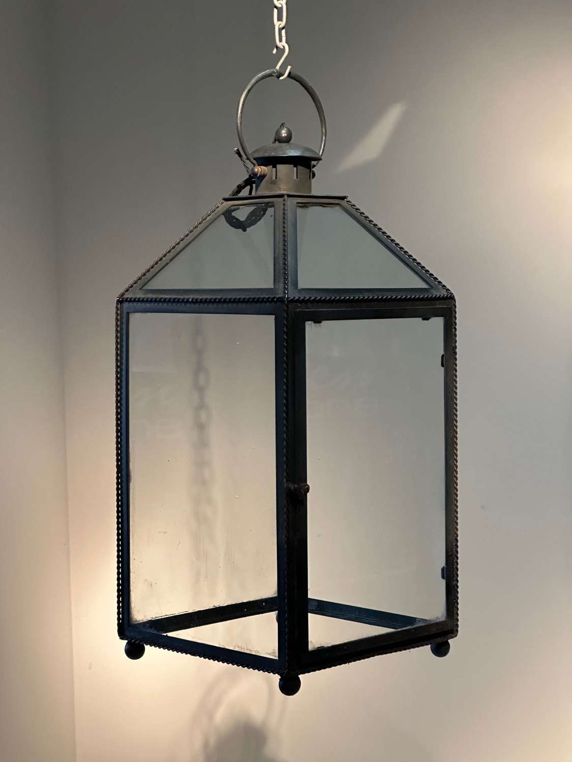 C1950 A Stylish Italian Tole & Glass Lantern - 4 Available