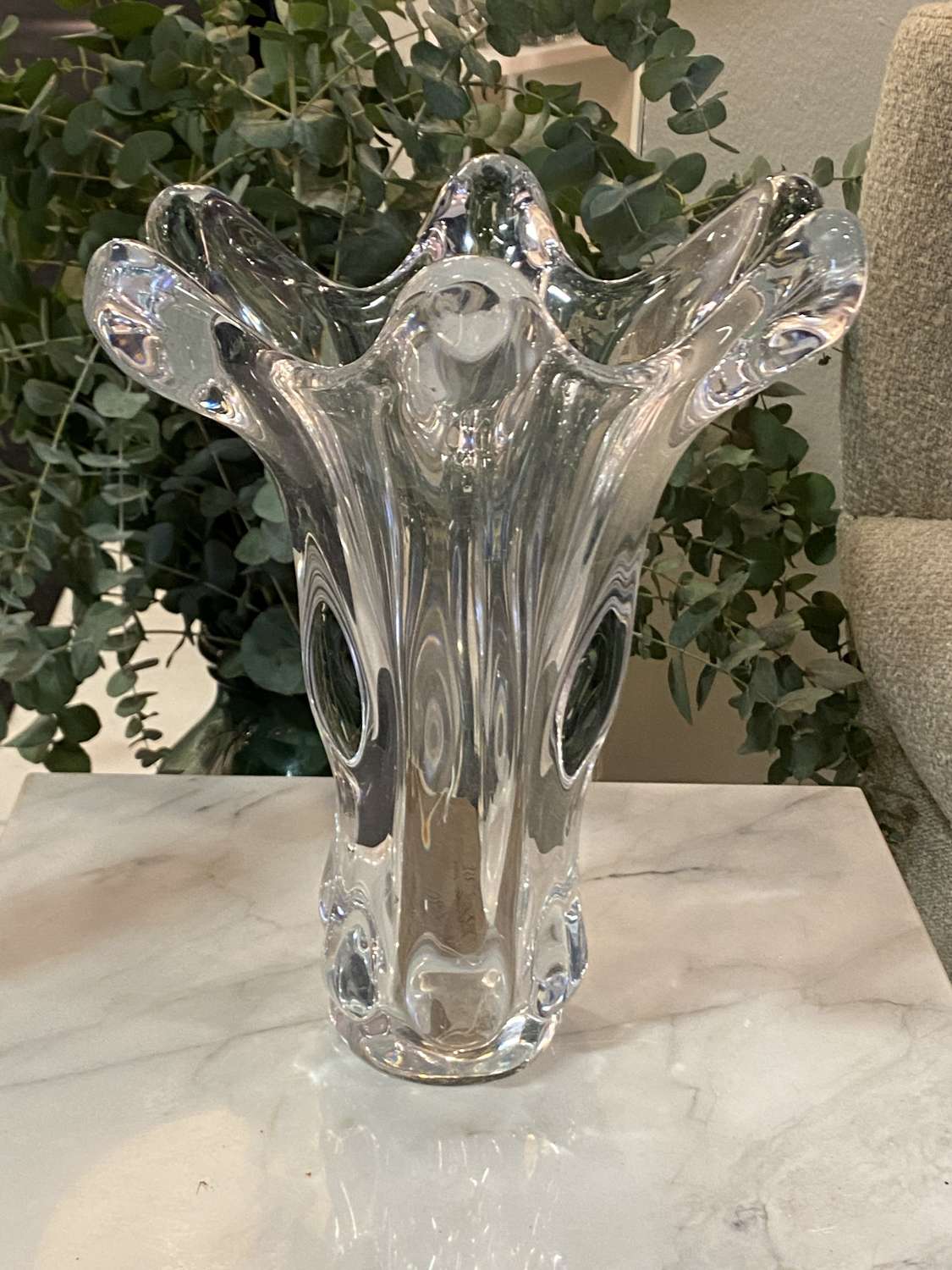 C1950 A French Crystal Modernist Vase By Art Vannes