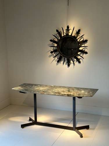 C1950 A Stylish French Iron Sunburst Mirror