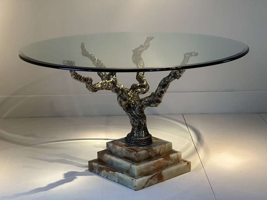 C1960 A French Bronze, Onyx & Glass Centre/Dining Table