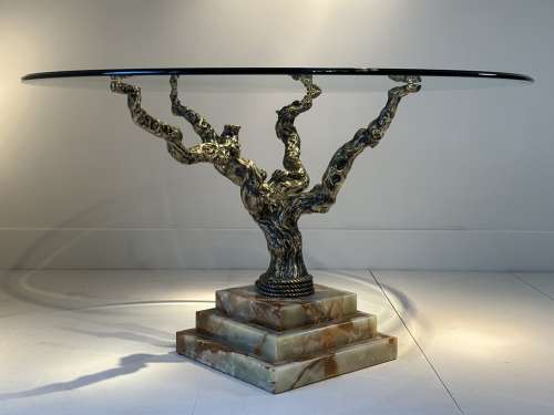 C1960 A French Bronze, Onyx & Glass Centre/Dining Table