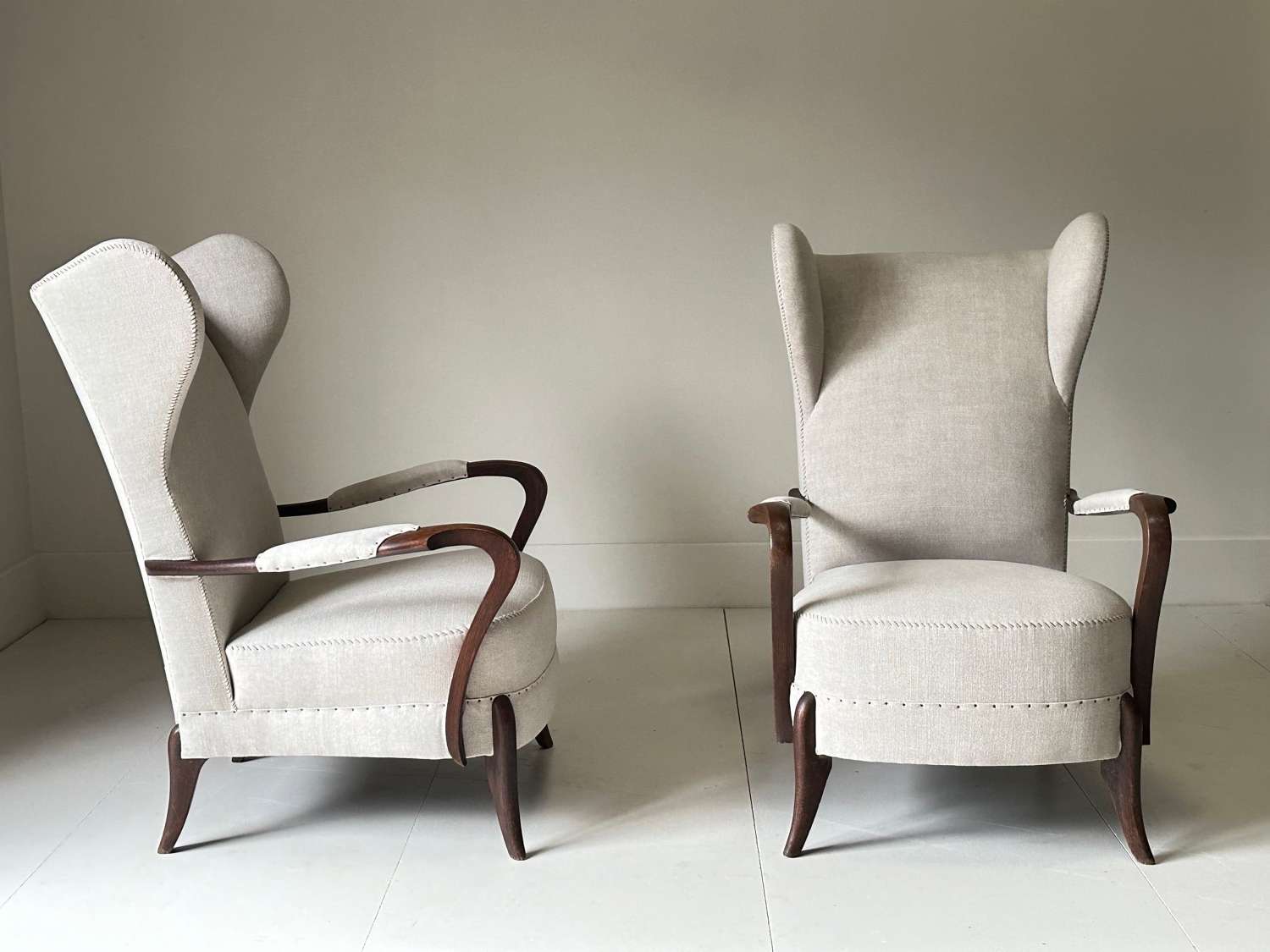 C1930/40s A Stylish Pair of French Wing Armchairs