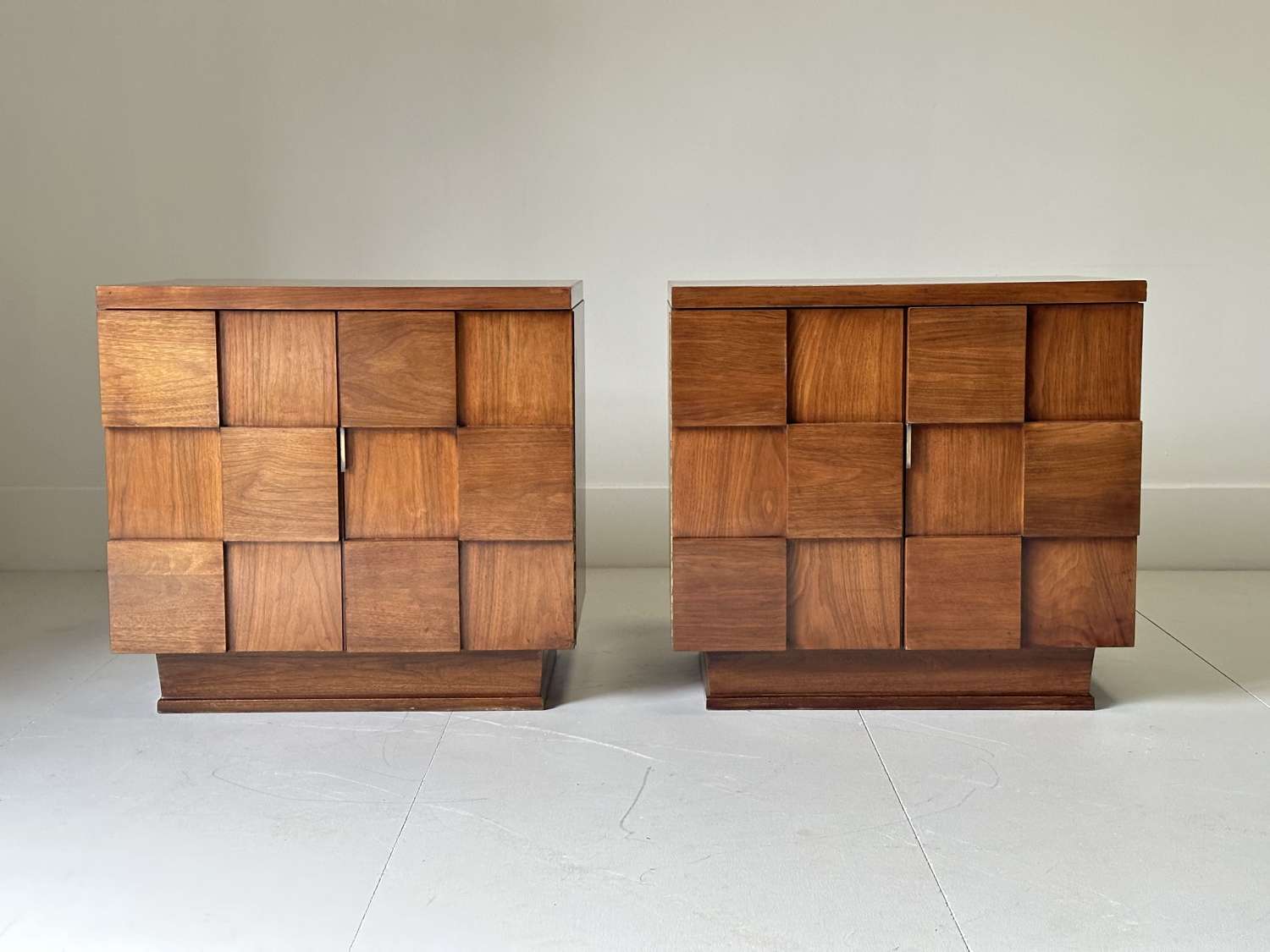 C1970 A Wonderful Pair of Brutalist Walnut Cabinets.