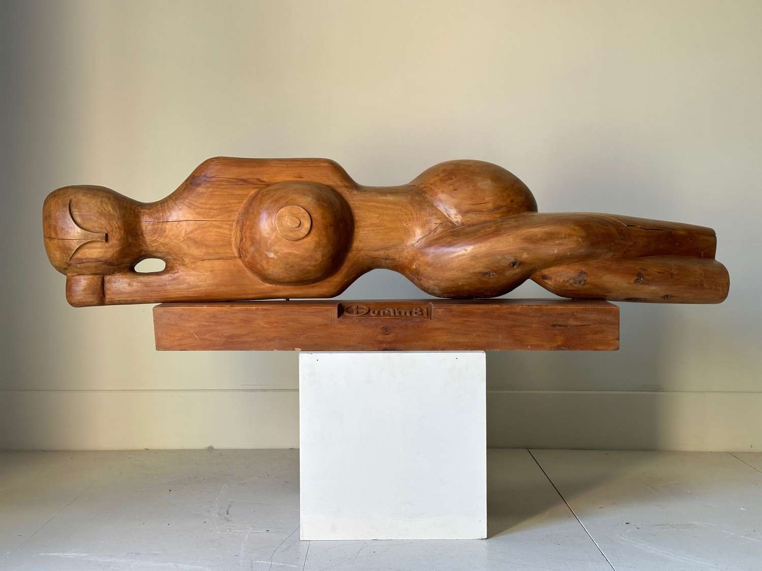 A Carved Wood Recumbent Sculpture of A Women 1981