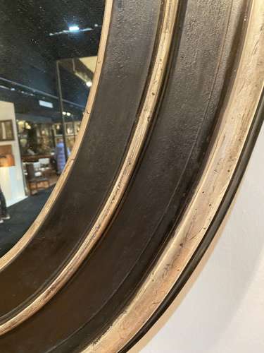 C1870 A French Napoleon 3 Ebonised & Silvered Oval Mirror