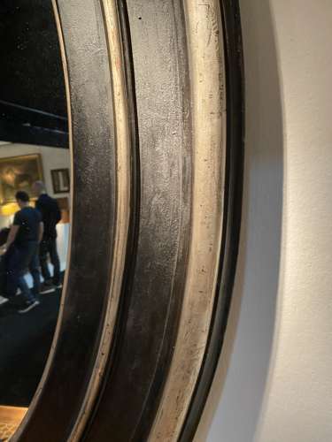 C1870 A French Napoleon 3 Ebonised & Silvered Oval Mirror