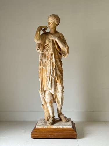 C1870 A Museum Cast of Diana in Plaster with Original Paint