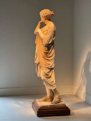 C1870 A Museum Cast of Diana in Plaster with Original Paint