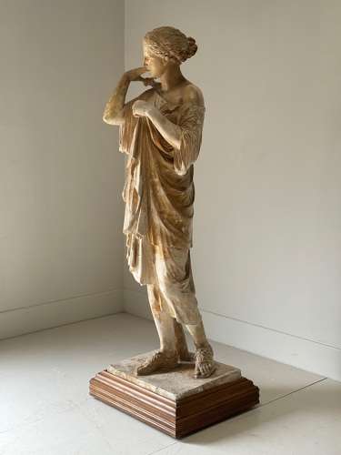 C1870 A Museum Cast of Diana in Plaster with Original Paint