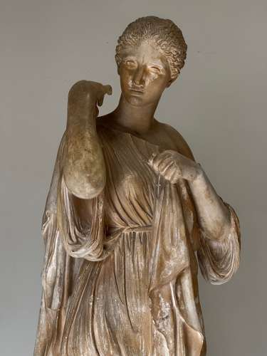 C1870 A Museum Cast of Diana in Plaster with Original Paint