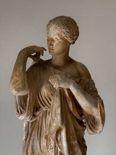 C1870 A Museum Cast of Diana in Plaster with Original Paint