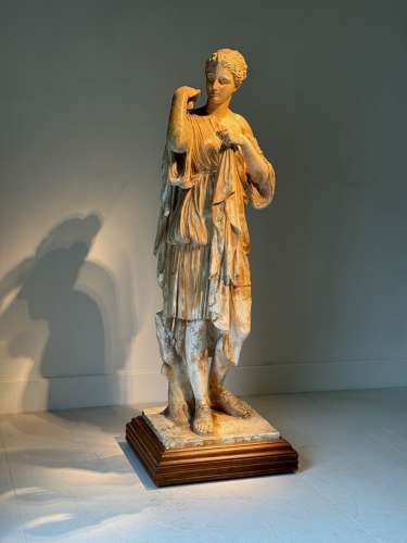 C1870 A Museum Cast of Diana in Plaster with Original Paint