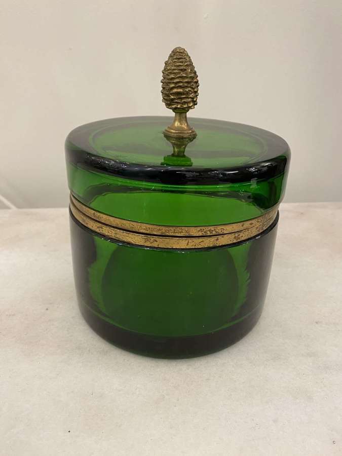 C1890 A Large French Gilt Bronze Mounted Green Glass Casket