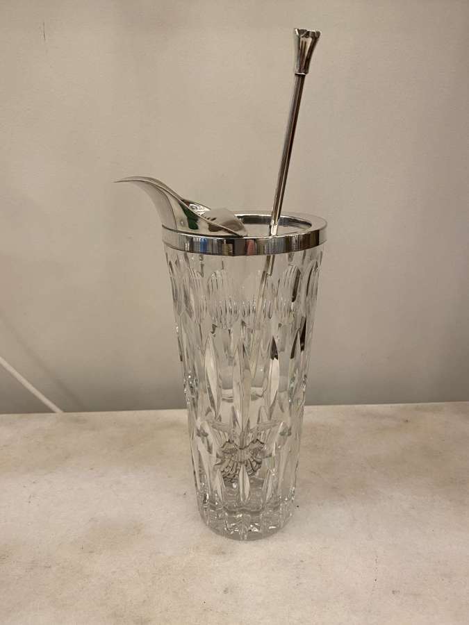 C1930 A French Silver Plate & Crystal Cocktail Jug