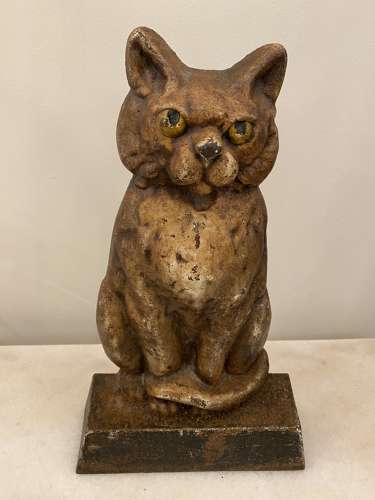 C1880 A French Cast Iron Cat Door Stop