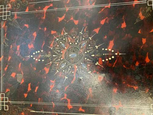 C1870 A Huge French Faux Bouil Toile Ottoman Tray